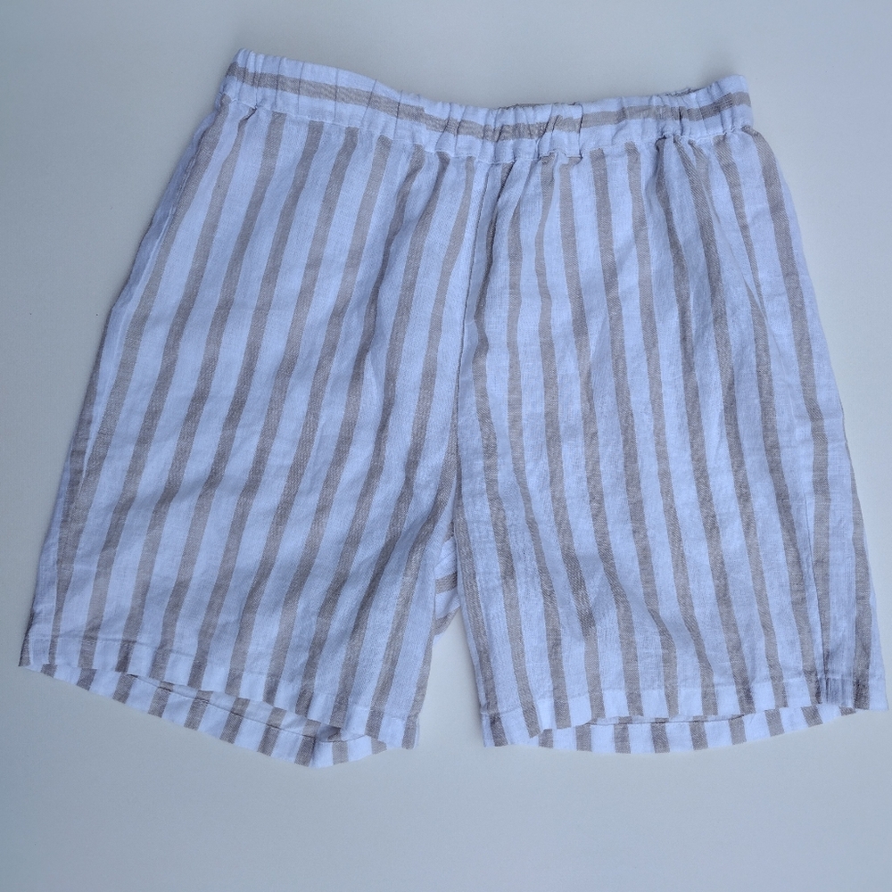 Zara Kids Striped linen blend Elastic waist shorts size 11-12 / 152 cm